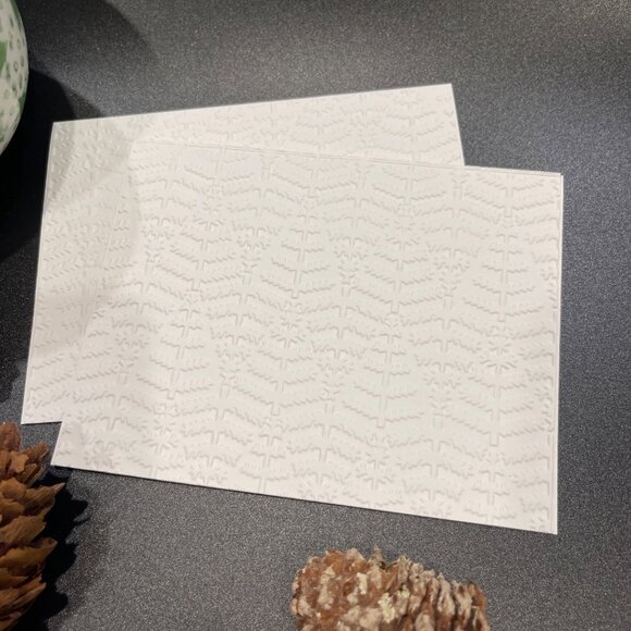Evergreen Pine Trees Embossed Holiday Cards, White Holiday Cards Set, Handmade E - Picture 3 of 5